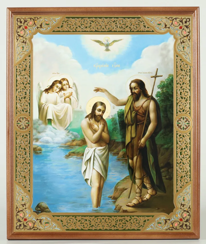 ხატი ხის ჩარჩოში №1 30×40 ორმაგი ტვიფრი, შეფუთვა ნათლისღება 2