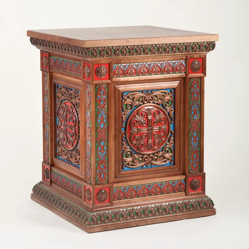 Table of oblation №491 0.8×0.8 tier with drawing with enamel