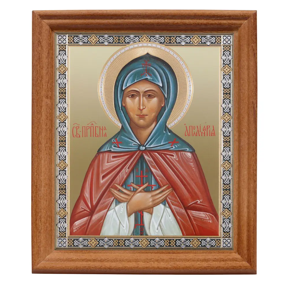 Icon in wooden frame №3 11×13 double embossing Apollinaria Venerable