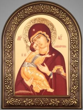 Icon in plastic frame 18×24 arched patination Vladimir Mother of God 2