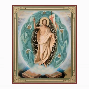 Icon on hardboard №1 11×13 double embossing Resurrection of Christ 69