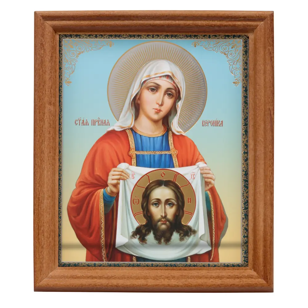Icon in wooden frame №3 11×13 double embossing Veronica of Palestine