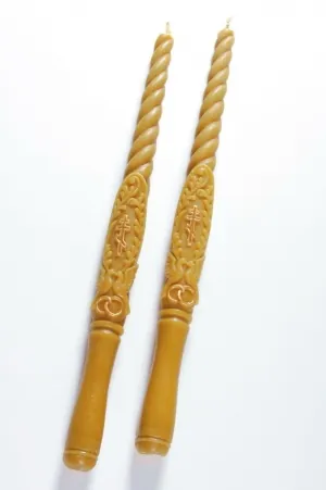 Wedding candles with rings wax