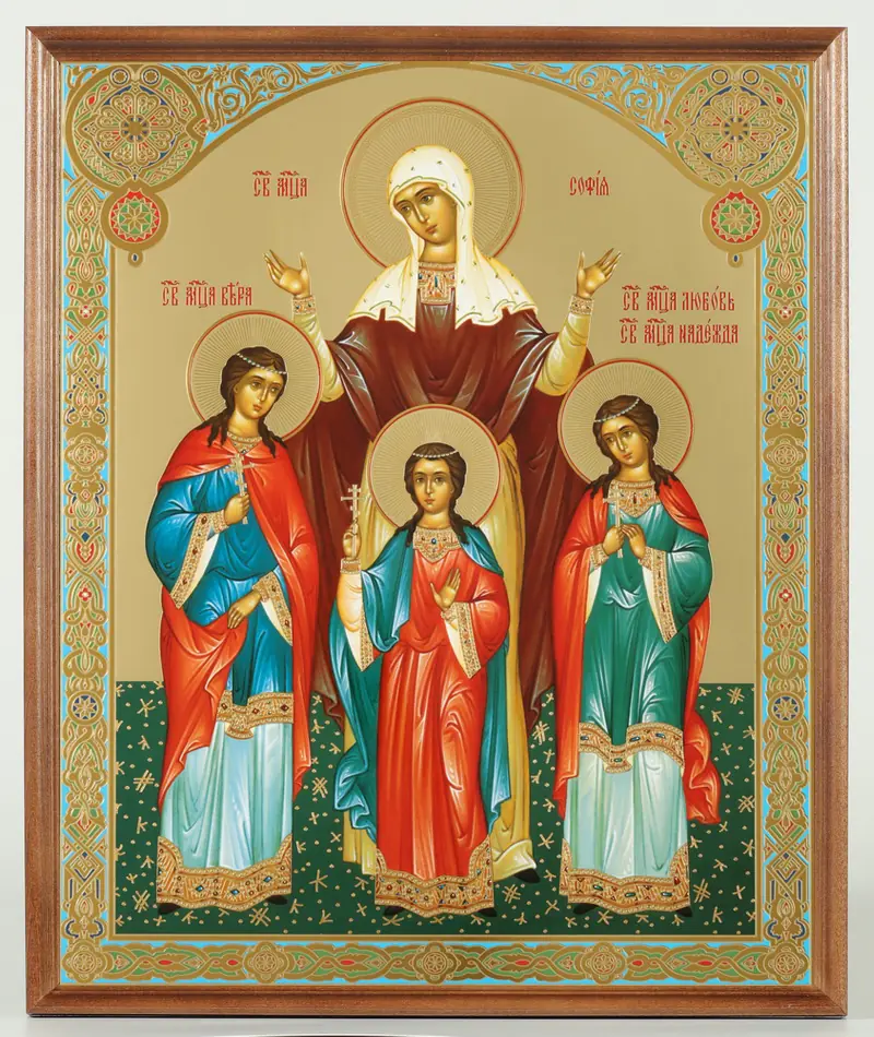 Icon in wooden frame №1 30×40 double embossing, packaging Faith, Hope, Love 6