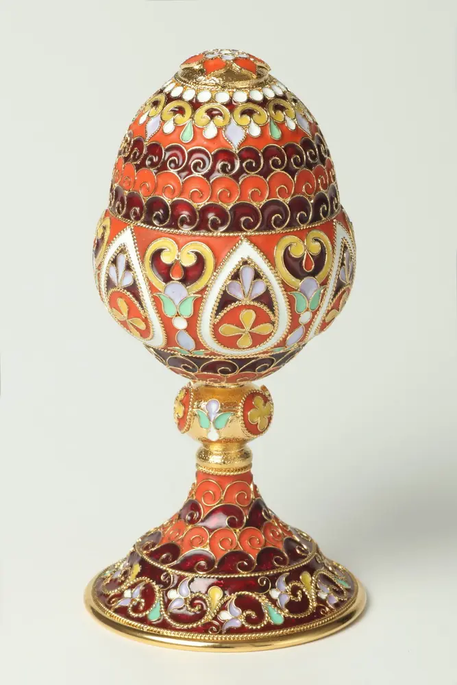 Easter egg filigree, enamel on stand №8 / gilding