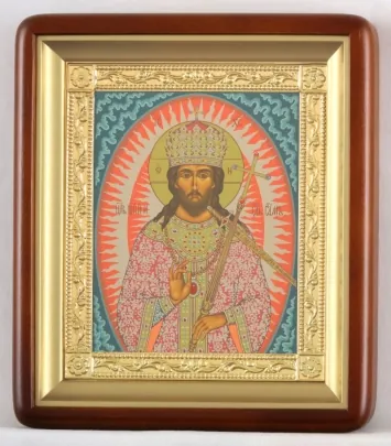 Icon in icon case 18×24 shaped, tempera, gilded frame King of Kings
