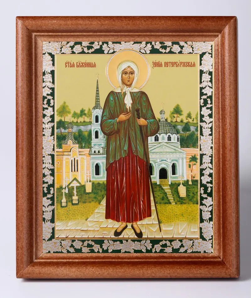 Icon in wooden frame №1 11×13 double embossing Xenia of St Petersburg, Blessed (3)