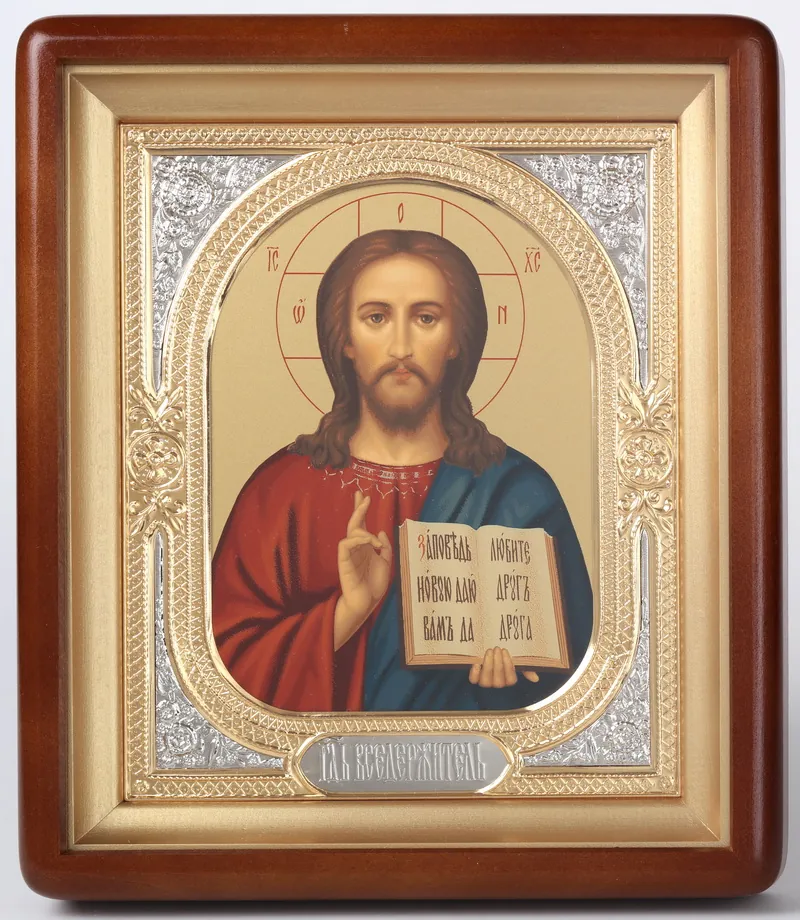 ხატი კიოტში 18×24 ფიგურული, ტემპერა, მოცულობითი მოჭედილობა-ჩარჩო, ღია, მოოქროვილი, მონიკელება მაცხოვარი 1