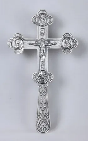Altar cross for blessing water silver