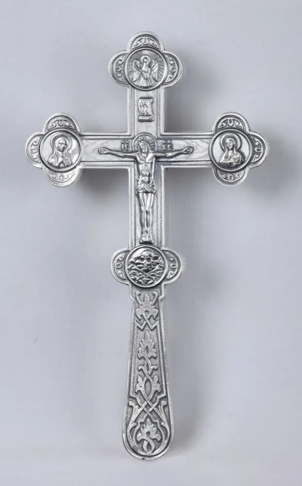 Altar cross for blessing water silver