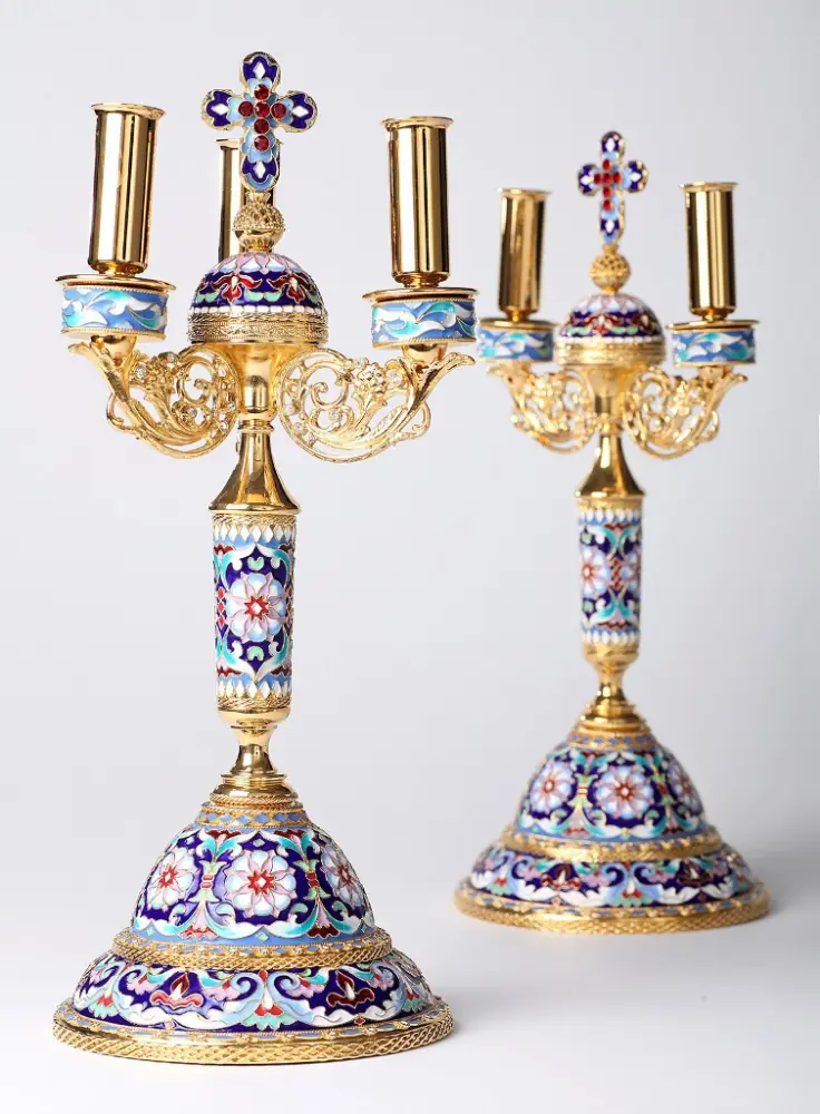Dikirion-trikirion №17 filigree, enamel / gilding