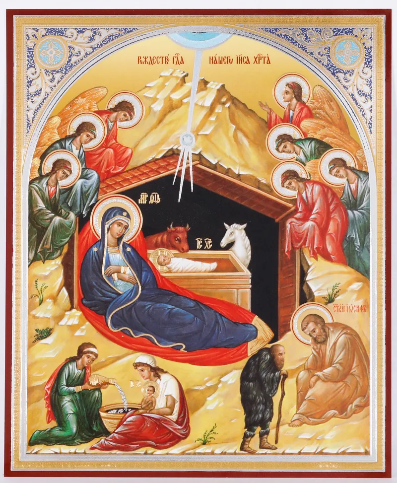 Икона на оргалите №1 11х13 двойное тиснение Рождество Христово 39