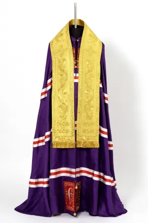 Set for bishop's vestments machine embroidery (omophorion small + epitrachelion + cuffs)