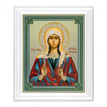 Икона в деревянной рамке №3 11х13 (белая) двойное тиснение Виктория Кордубская