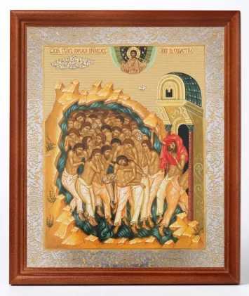 Icon in wooden frame №1 18×24 double embossing Forty Martyrs