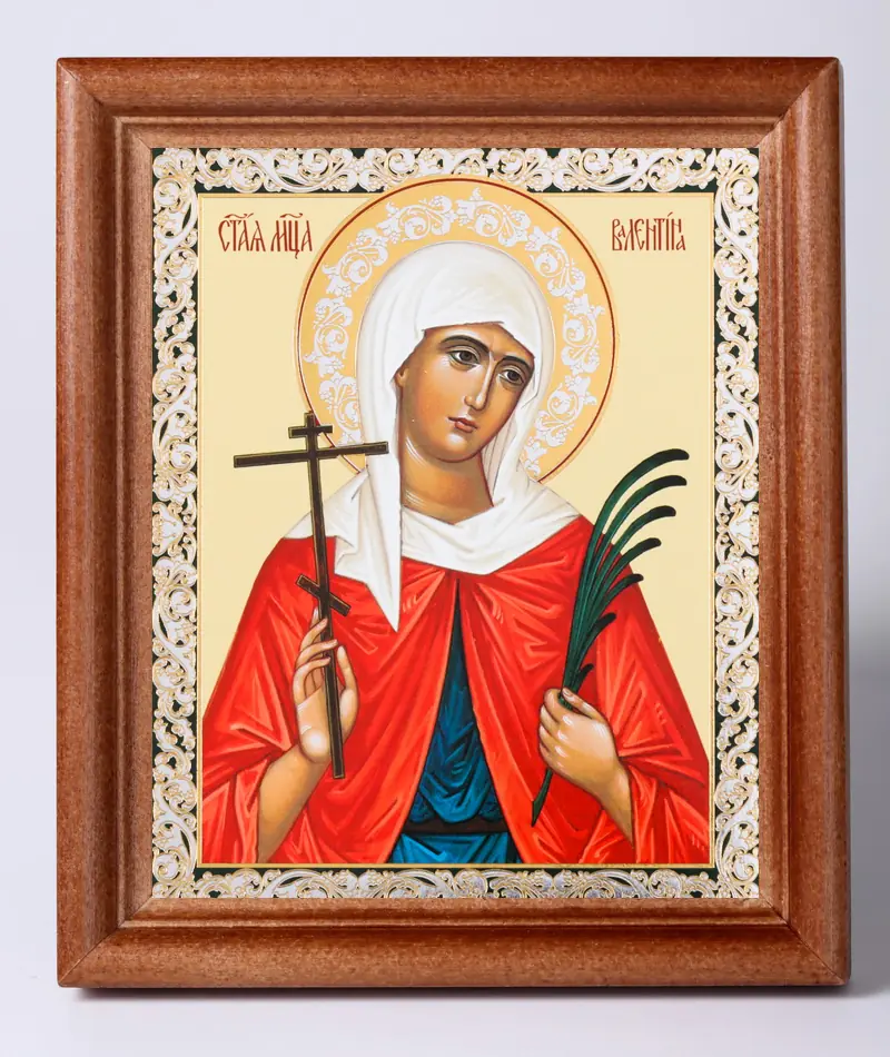 Icon in wooden frame №1 11×13 double embossing Valentina of Caesarea, virgin, Martyr (3)