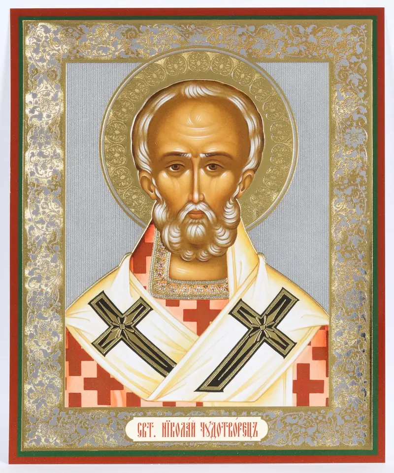 Icon on hardboard №1 11×13 double embossing Nicholas the Wonderworker 2