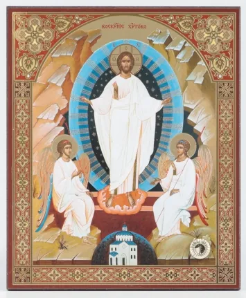 Icon on wooden panel 11×13 double embossing (18 mm), packaging Resurrection of Christ 59