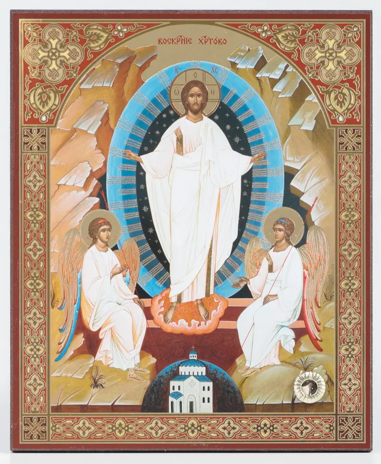 Icon on wooden panel 11×13 double embossing (18 mm), packaging Resurrection of Christ 59