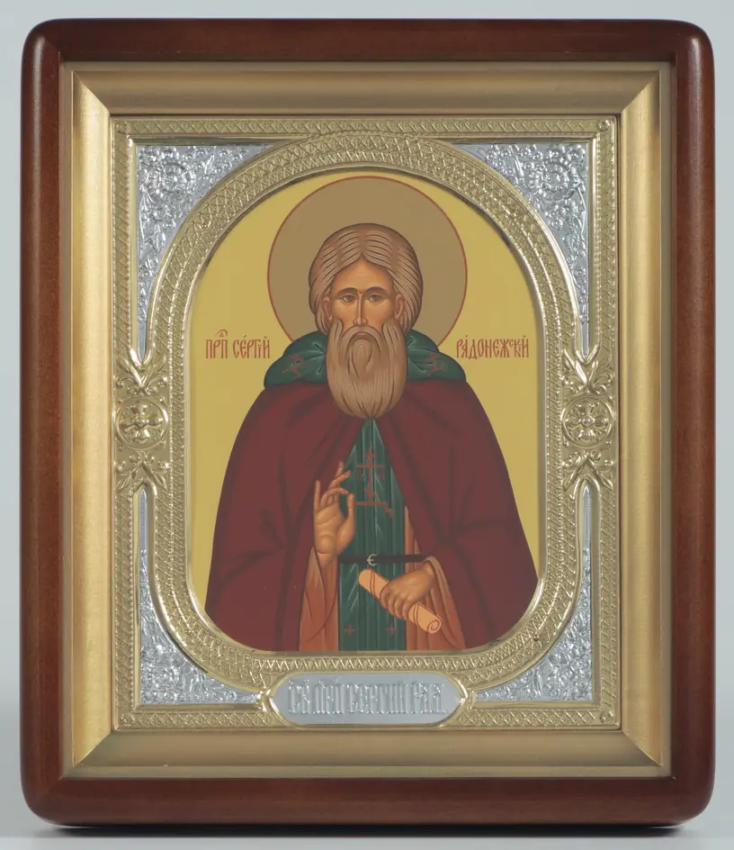 ხატი კიოტში 18×24 ფიგურული, ტემპერა, მოჭედილობა-ჩარჩო №1 სერგი რადონეჟელი