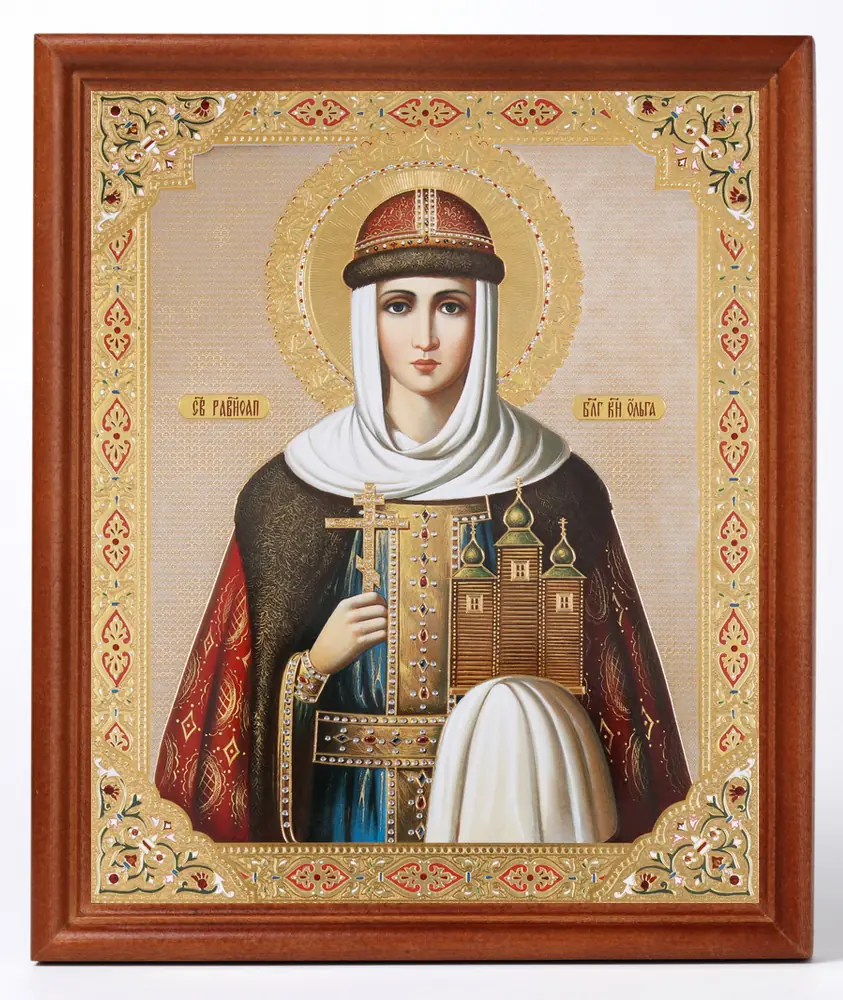 Icon in wooden frame №1 18×24 double embossing Olga, St Equal-to-the-Apostles Great Princess (5)