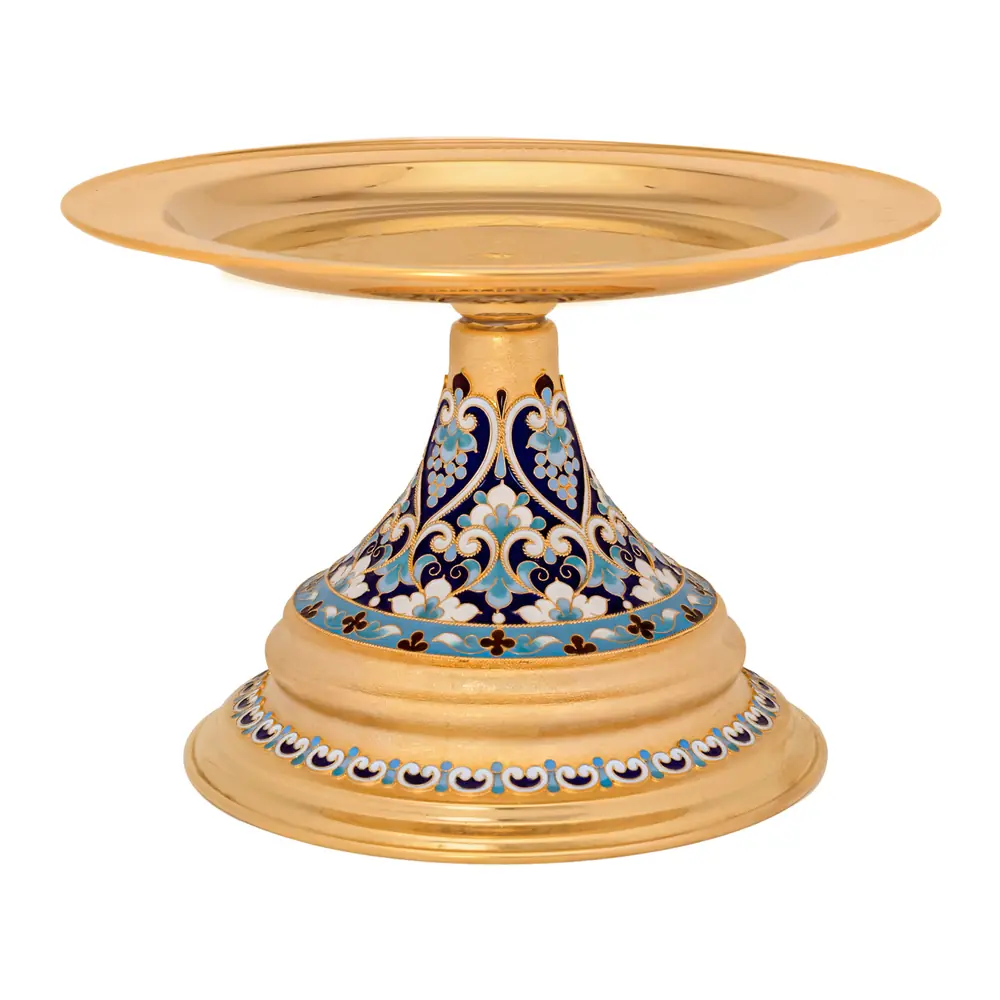 Paten with paten stand / Ø 240 mm-chalice 1,0 l “№13” / filigree, enamel, hand engraving / gilding