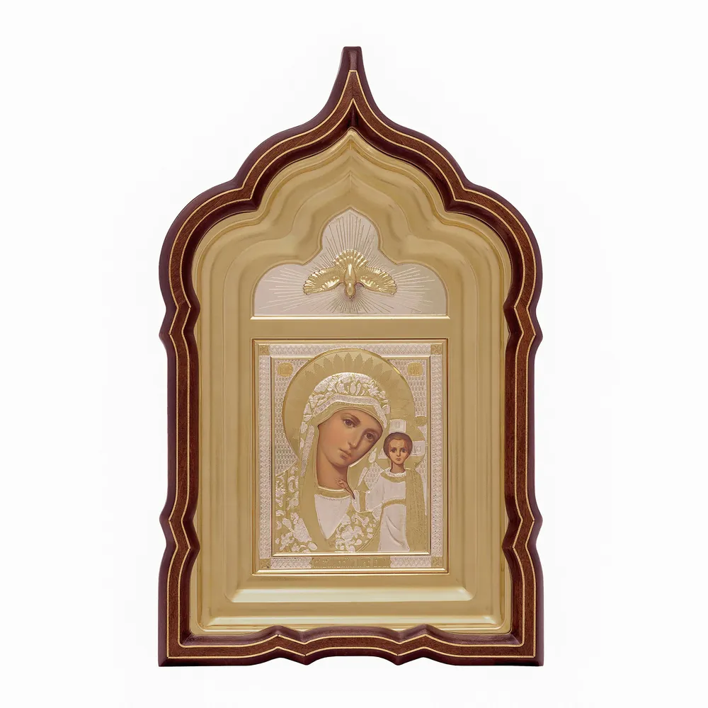 Painted icon in icon case 11×13 oil, riza cover, icon case №24 Kazan Mother of God