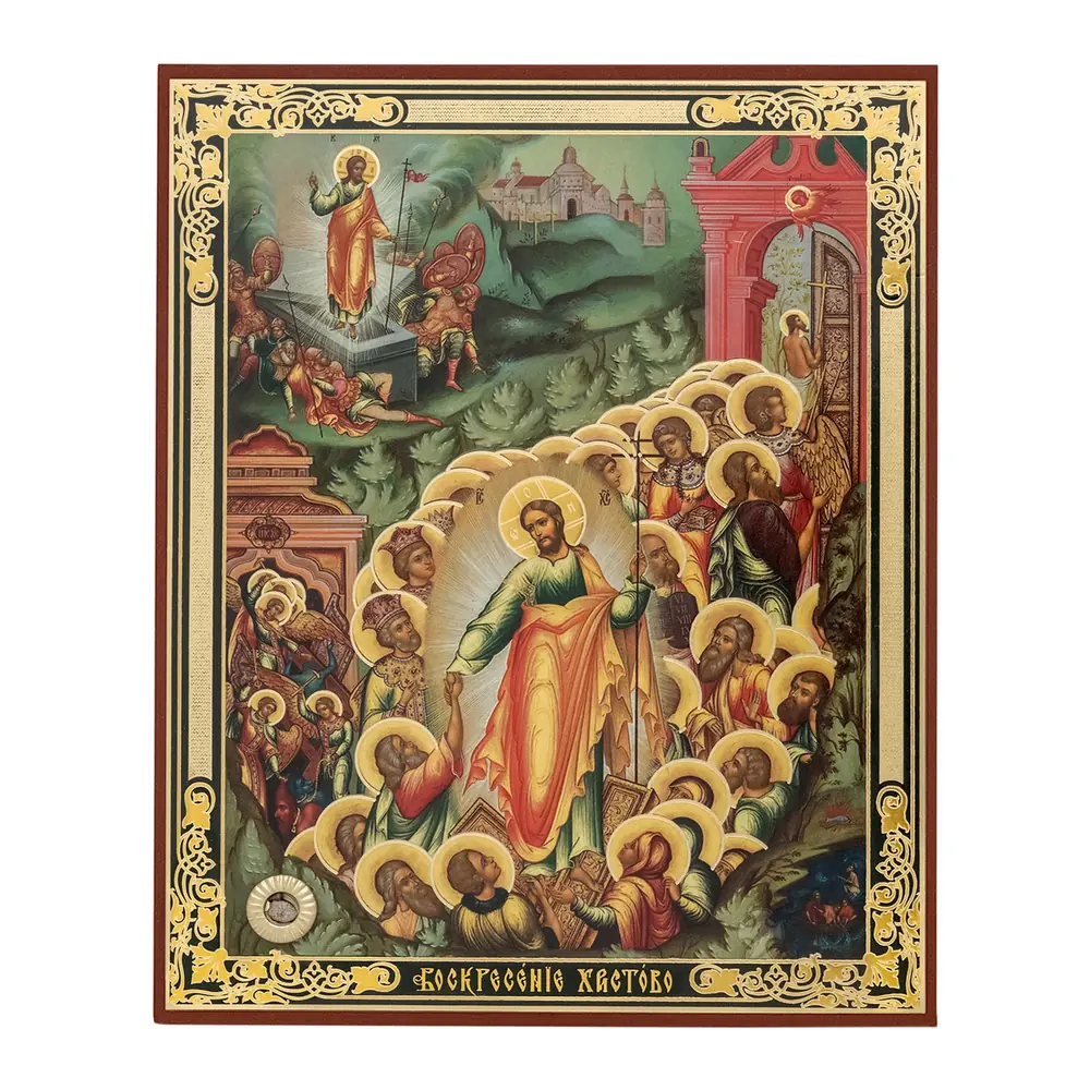 Icon on wooden panel 11×13 double embossing, Resurrection of Christ 67