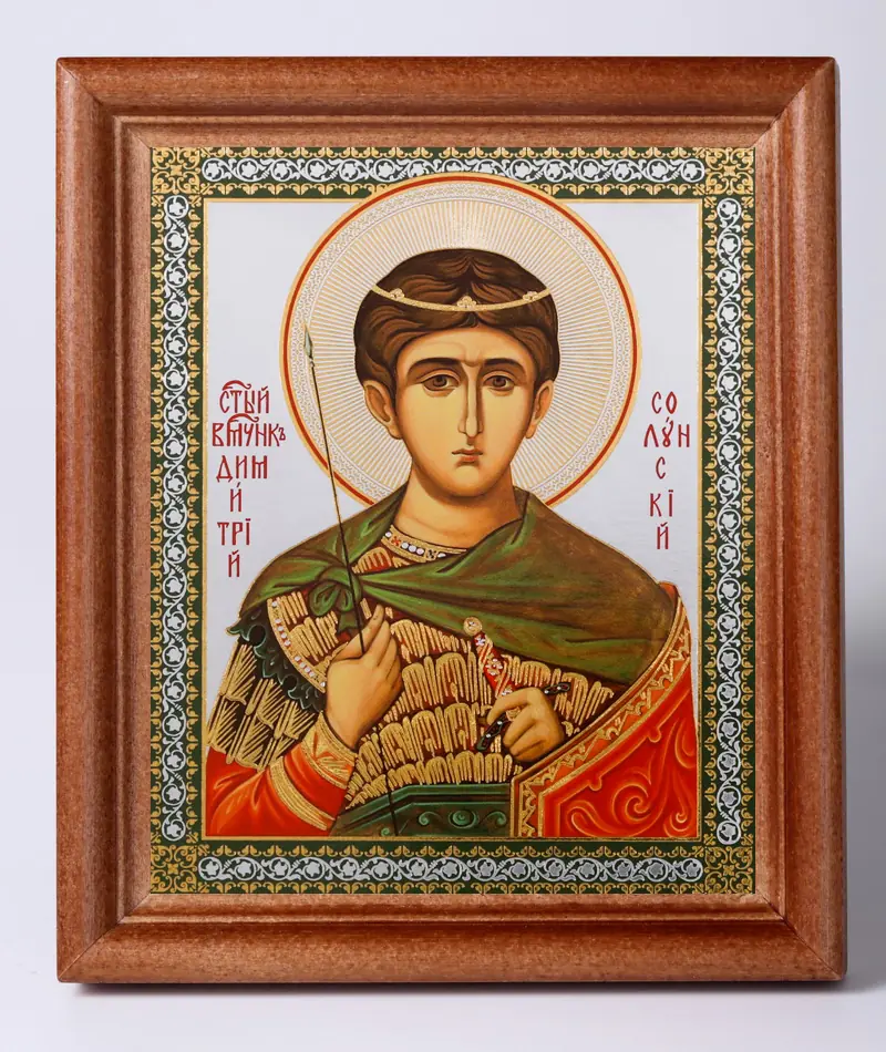 ხატი ხის ჩარჩოში №1 11×13 ორმაგი ტვიფრი დიმიტრი თესალონიკელი წელსზედა 3