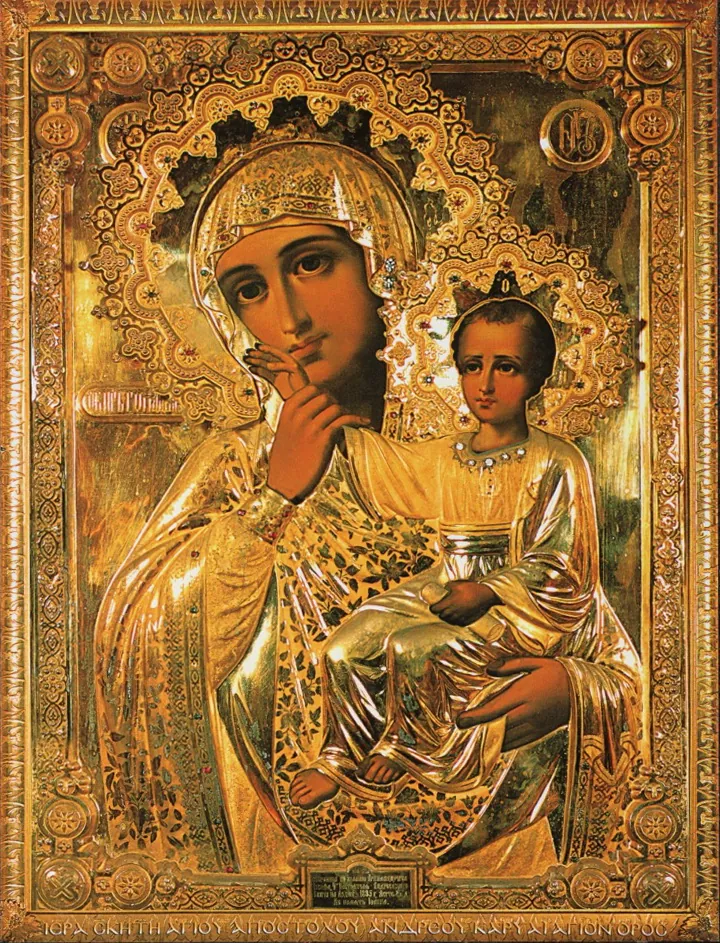 Icon on wooden panel 18×24 film Joy and Consolation Mother of God