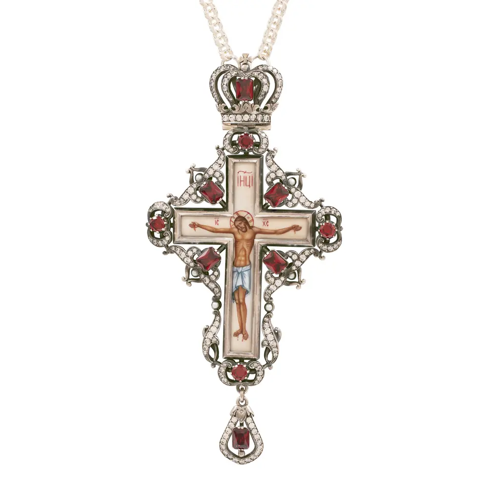 Pectoral cross №134 / cubic zirconia silver