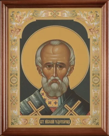 Icon in wooden frame №1 18×24 double embossing Nicholas the Wonderworker 29