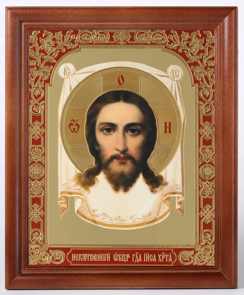 Icon in wooden frame 24×30 blind embossing (without glass) Saviour Not Made by Hands