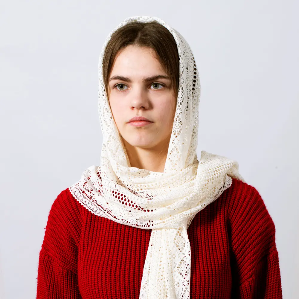 Scarf-cape knitted for church 1,60×0,50