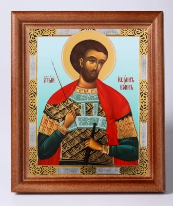 Icon in wooden frame 11×13 Name Day set, double embossing John the Warrior 2