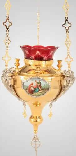 Hanging lamp small №2 with icons gilding nickel plating