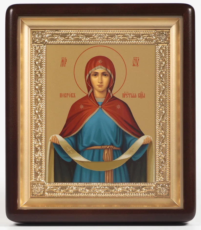 ხატი კიოტში 18×24 ფიგურული, ტემპერა, მოოქროვილი ჩარჩო საფარველი ღვთისმშობელი 1
