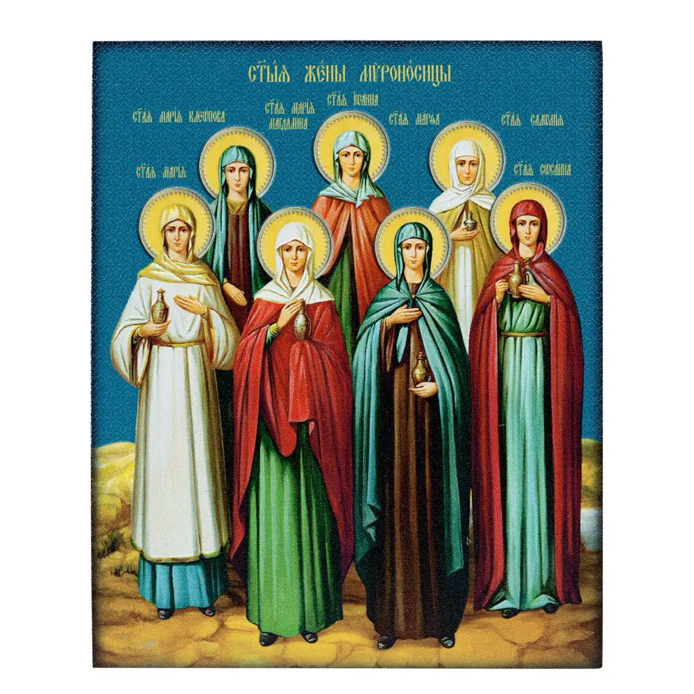 Icon on board 9×11 3D print, varnish Myrrhbearing Women