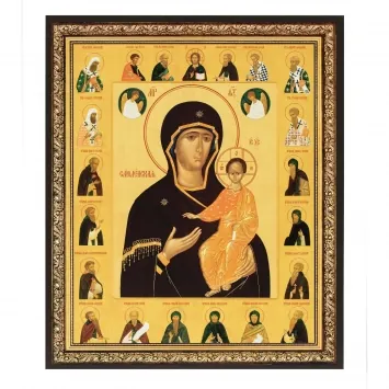 Icon on board 22×26 3D print, varnish Smolensk Mother of God 10
