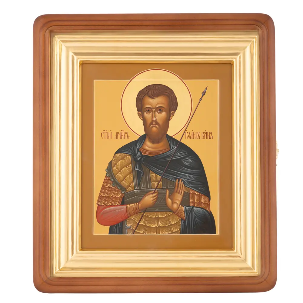 ფერწერული ხატი დაფაზე კიოტში 18×24 ტემპერა, მოოქროვილი შარავანდედი, კიდობანი, კიოტი №1 იოანე მეომარი, 03988