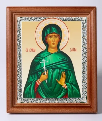 Icon in wooden frame №1 11×13 double embossing Zlata of Moglena, Great Martyr