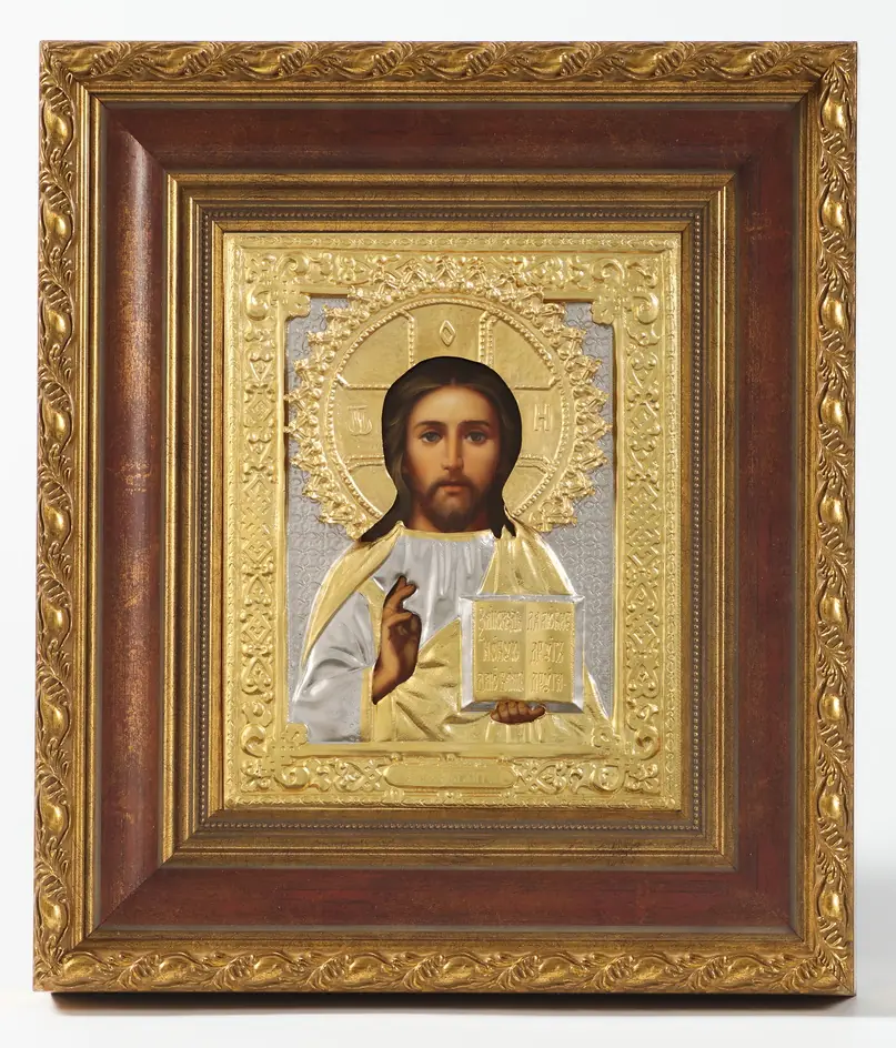 ფერწერული ხატი კიოტში 18×24 ზეთი, მოჭედილობა №42, მქრქალი მოოქროვება, კიოტი №22 გიორგი ძლევამოსილი