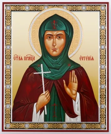 Icon on hardboard №1 11×13 double embossing Eugenia of Rome, Venerable Martyr