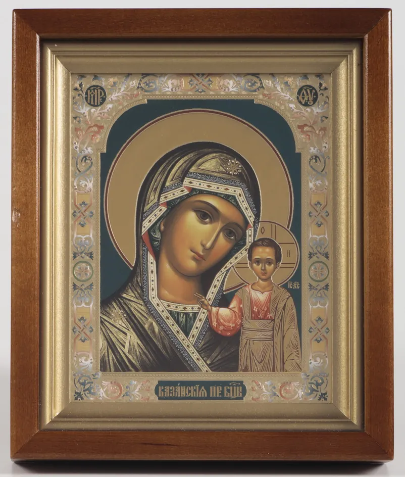 Icon in icon case 13×18 complex, blind embossing Kazan Mother of God 29