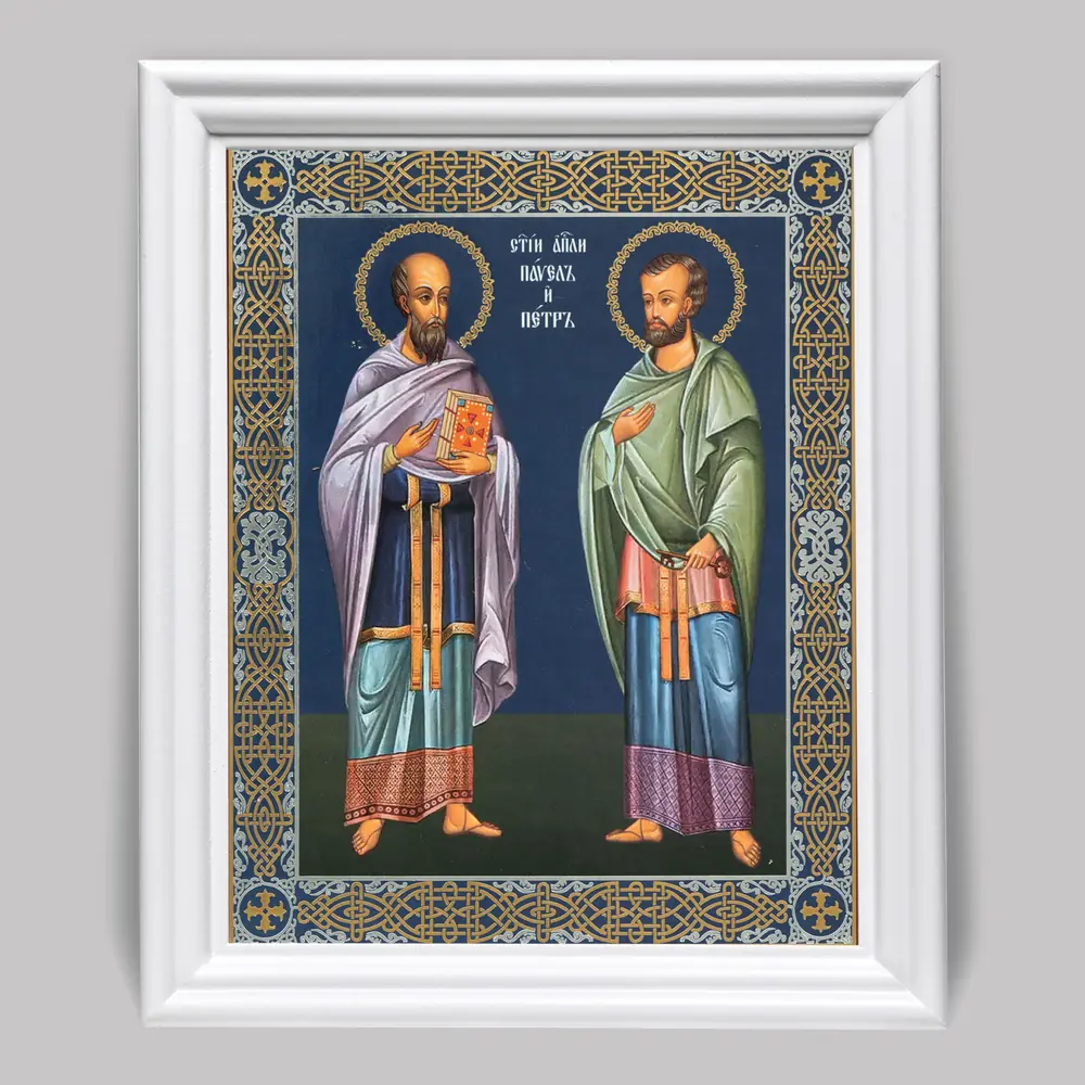 Icon in wooden frame №3 11×13 (white) double embossing Peter Paul 6