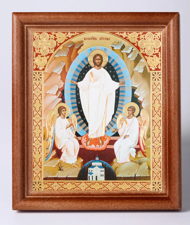 ხატი ხის ჩარჩოში №1 11×13 ორმაგი ტვიფრი ქრისტეს აღდგომა 59