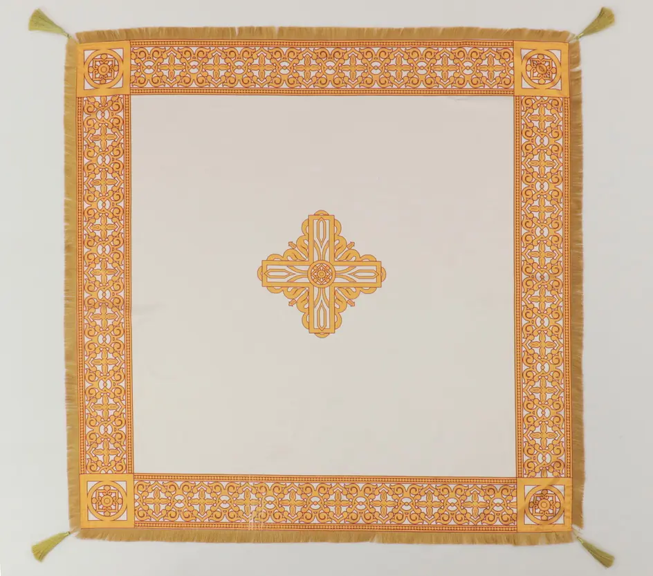 Cloth silk print with tassels 1.3×1.3 (for the altar table 1,0×1,0)