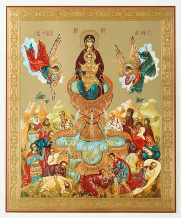Icon on wooden panel 30×40 double embossing, chipboard, PVC Life-giving Spring 4