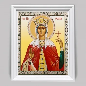 Icon in wooden frame №3 11×13 (white) double embossing Ludmila of Bohemia, Princess, Martyr (3)