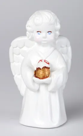 Guardian Angel plaster sculpture with Easter bread